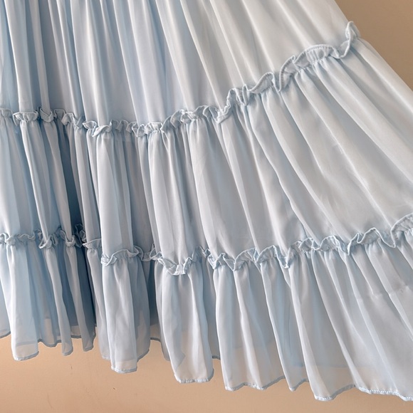 Idem Ditto Blue Off Shoulder Tiered Midi Dress Small - Picture 3 of 6